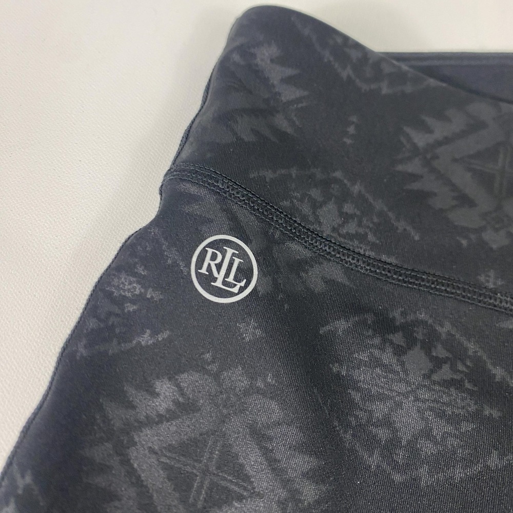 Lauren Ralph Lauren Active Leggings Womens XL Black Southwestern Aztec Stretch - Picture 2 of 10